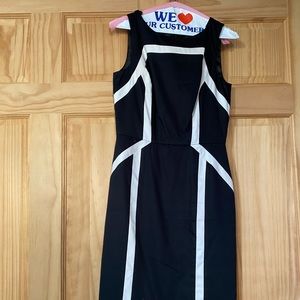 White House Black Market Black and White Sheath Work Dress